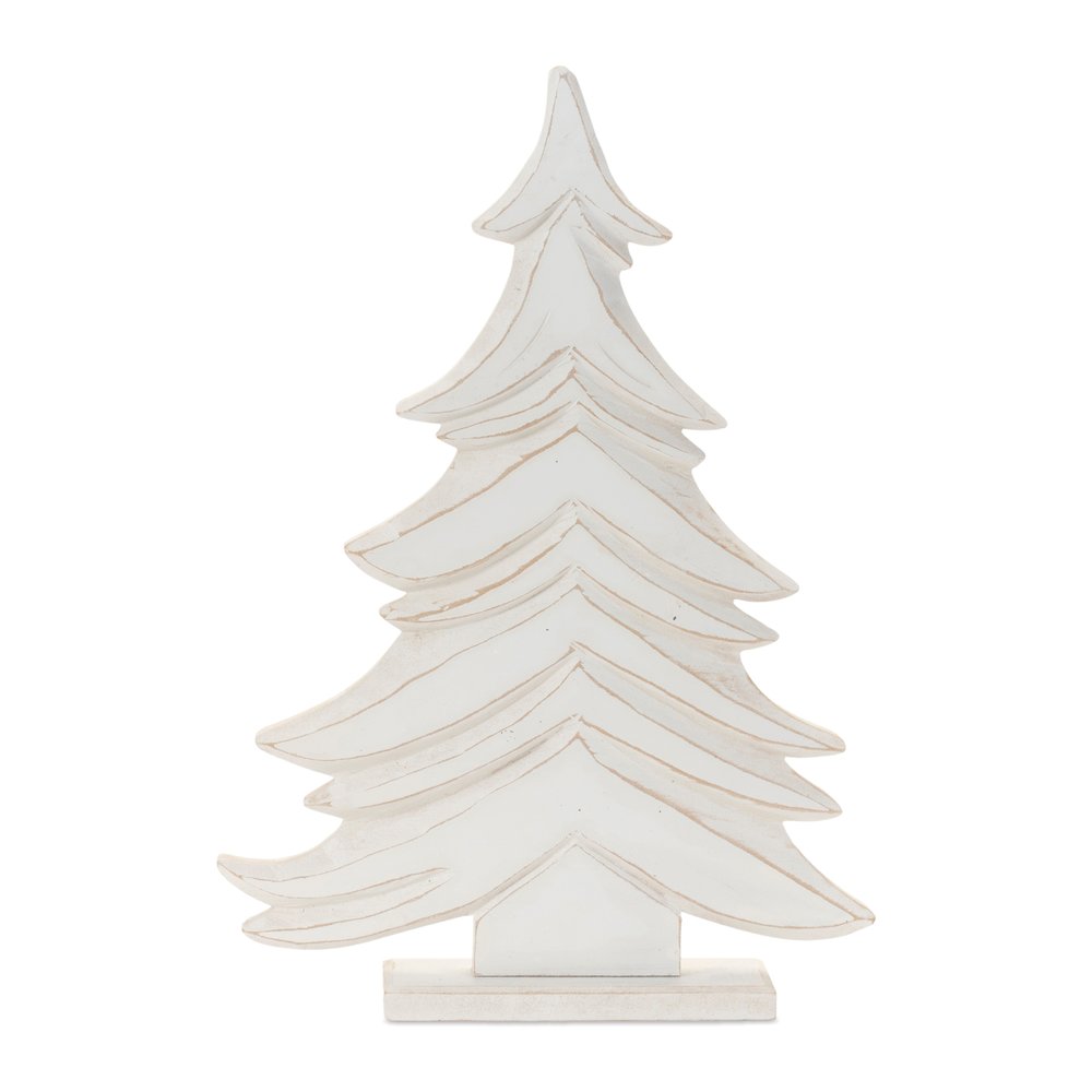 Carved Wood Pine Tree (Set of 2)