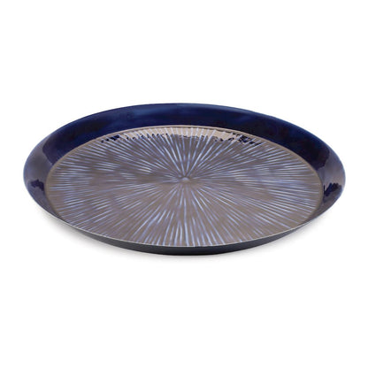 Round Etched Metal Tray 13.5"D