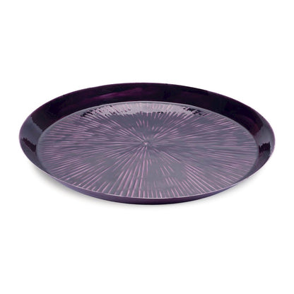 Round Etched Metal Tray 13.5"D