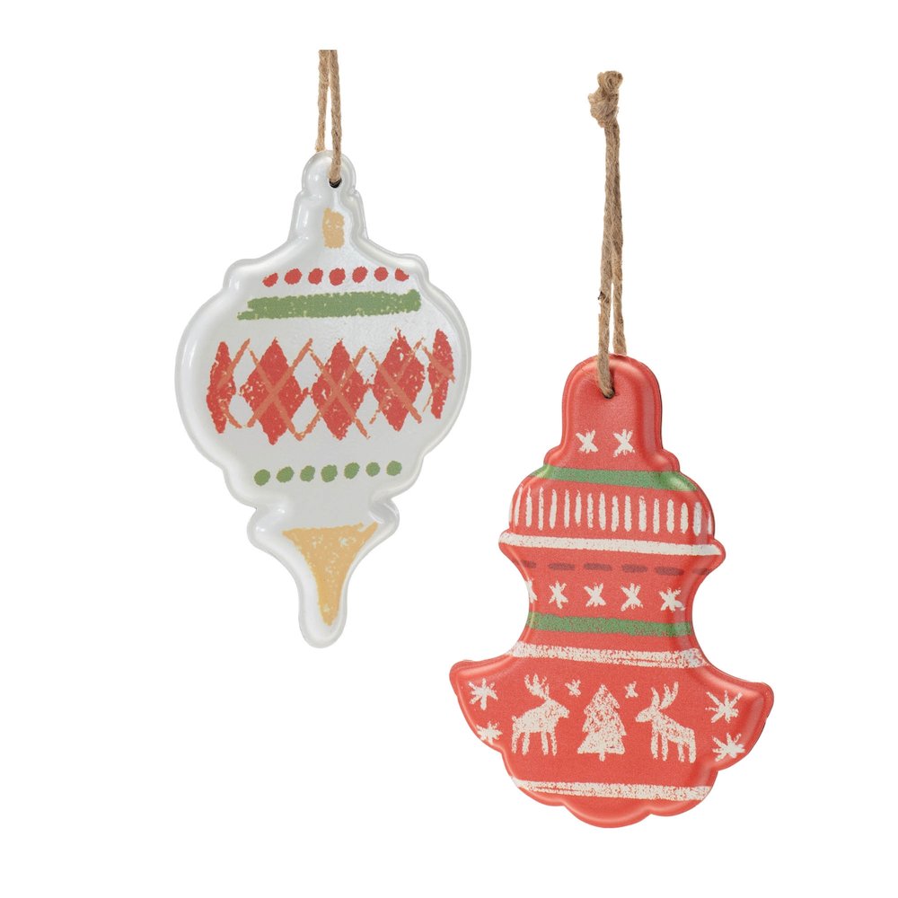Metal Ornament with Nordic Pattern (Set of 4)