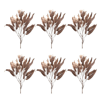 Glittered Long Leaf Eucalyptus Spray (Set of 6)