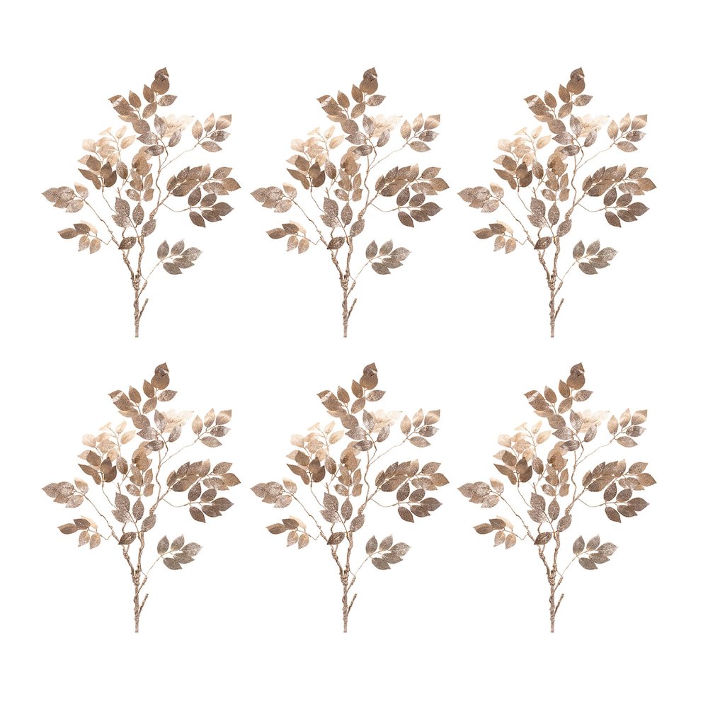Glittered Leaf Spray (Set of 6)