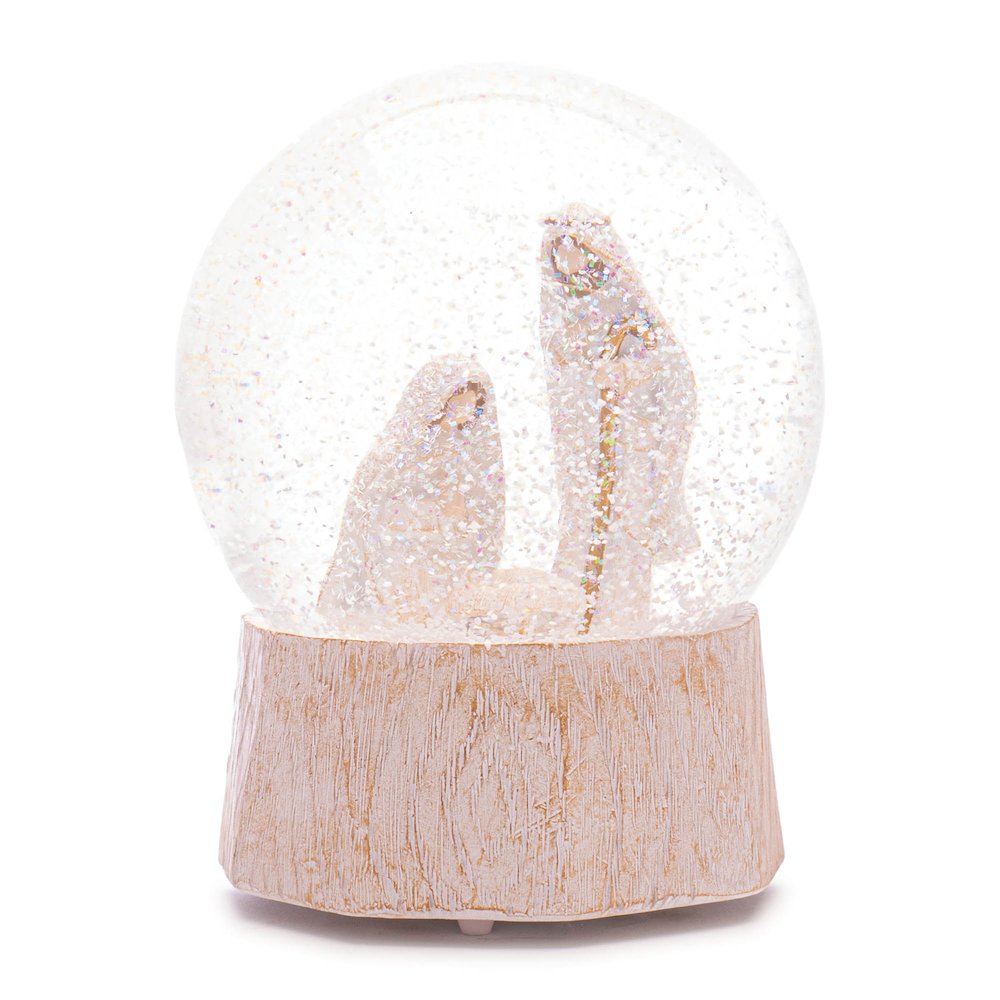 Musical Nativity Scene Snow Globe 5.75"H