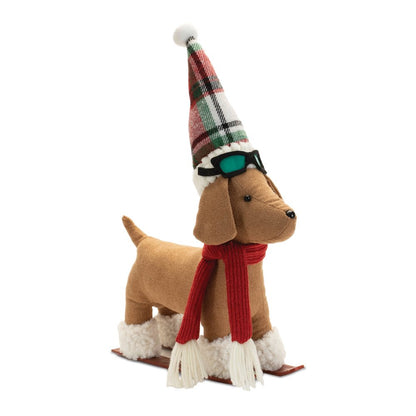 Plush Dog Character on Sled and Skis (Set of 2)