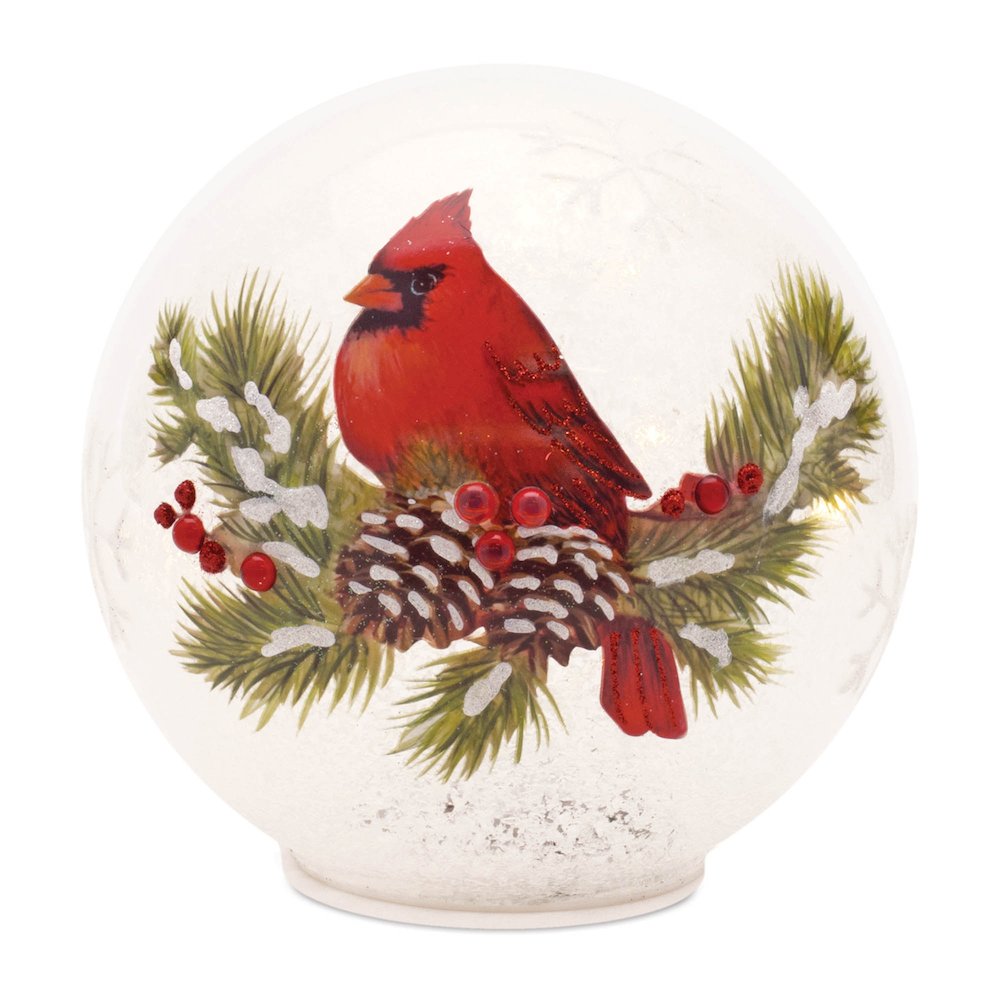 LED Cardinal Pine Globe (Set of 2)