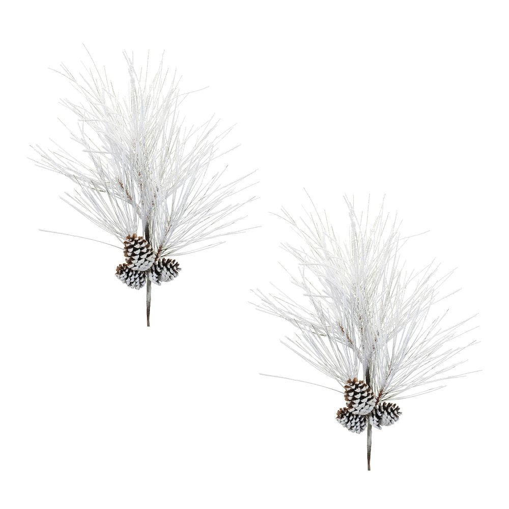 Flocked Long Neddle Pine Spray (Set of 2)