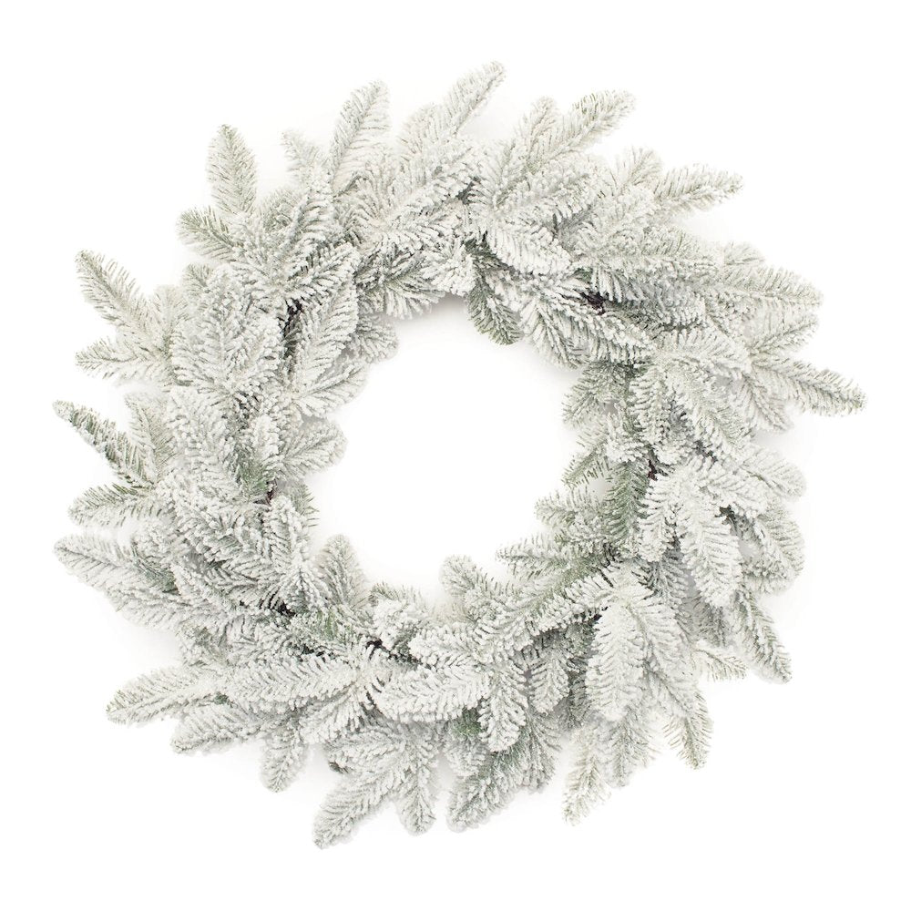 Snowy Flocked Pine Wreath 24"D