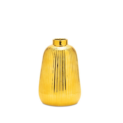 Ribbed Metallic Ceramic Vase (Set of 2)