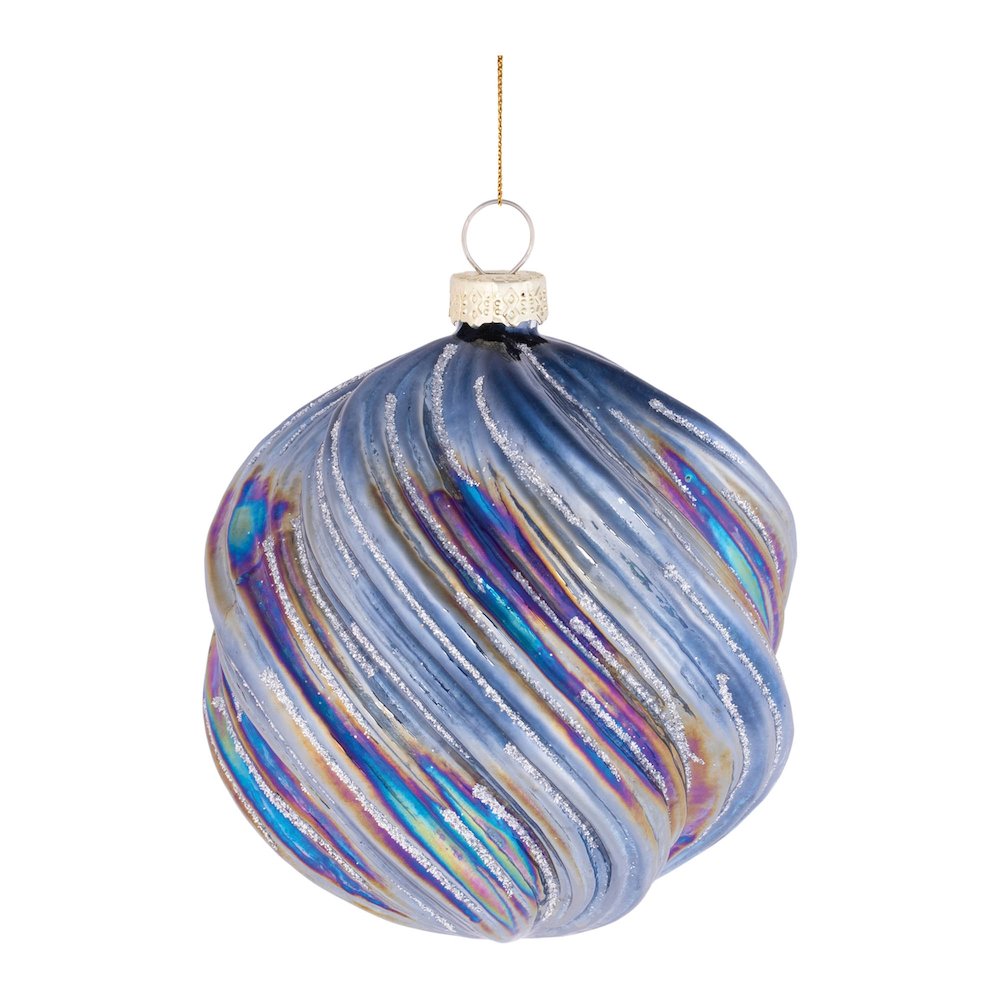 Iridescent Swirled Glass Ornament (Set of 6)