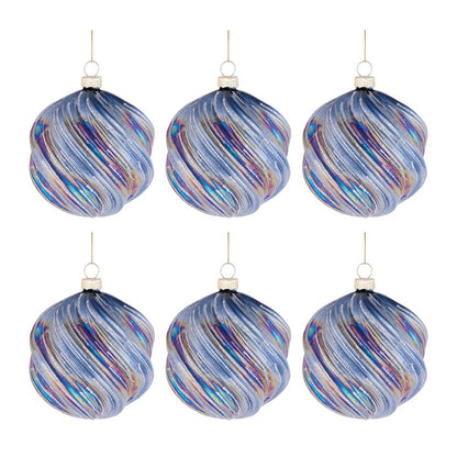 Iridescent Swirled Glass Ornament (Set of 6)