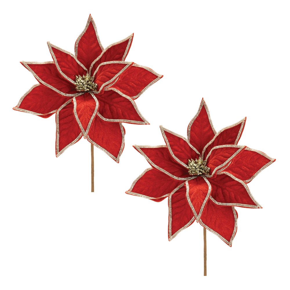 Jeweled Pointsettia Flower Stem (Set of 2)