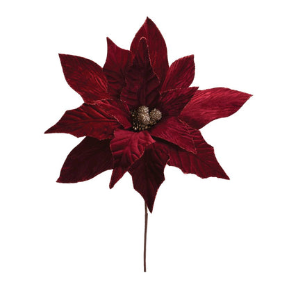 Glittered Poinsettia Flower Stem (Set of 6)