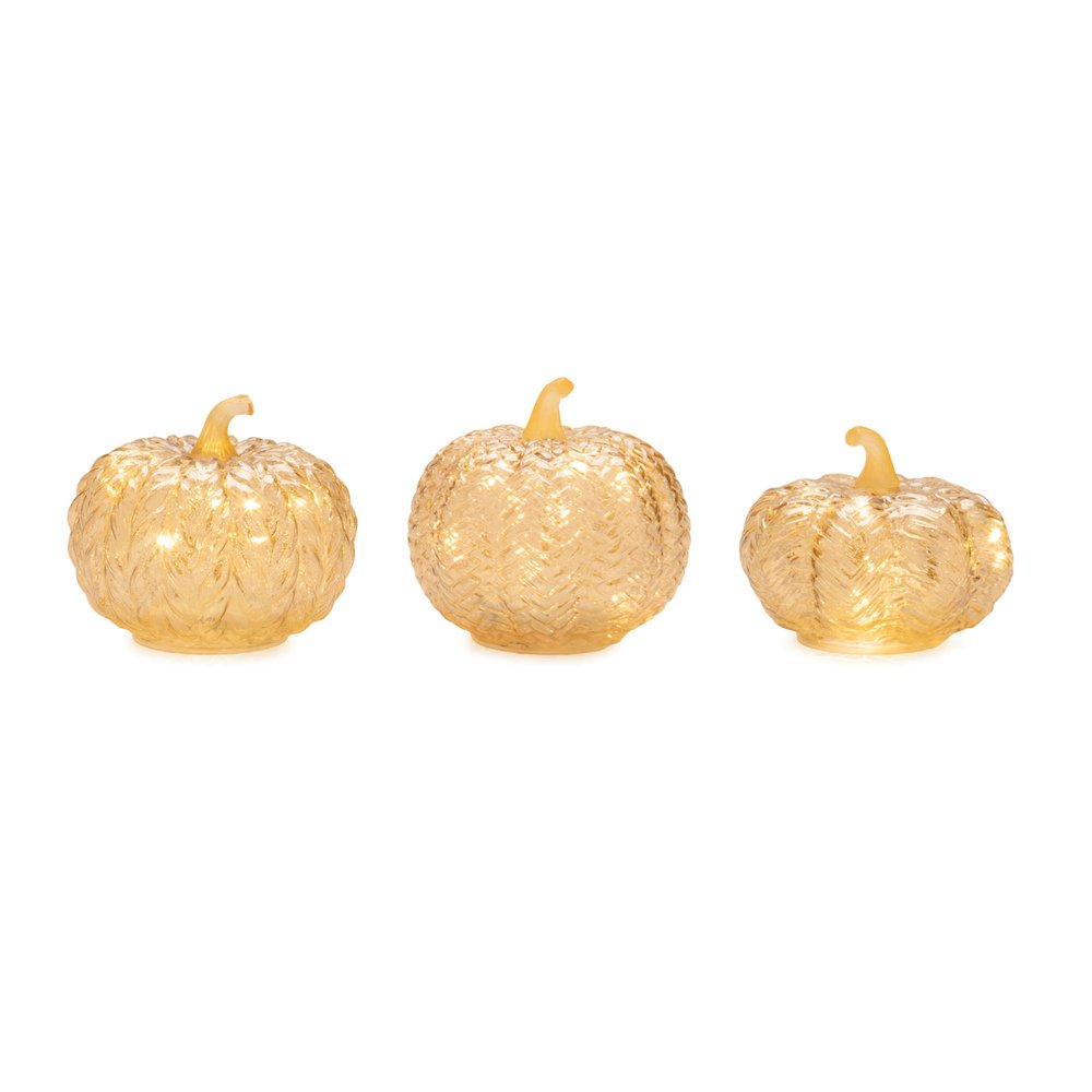 LED Mercury Glass Pumpkin Decor (Set of 3)