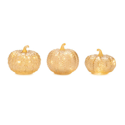 LED Mercury Glass Pumpkin Decor (Set of 3)