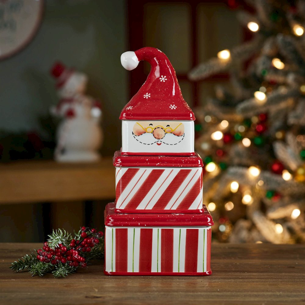 Ceramic Stacking Santa Character (Set of 3)