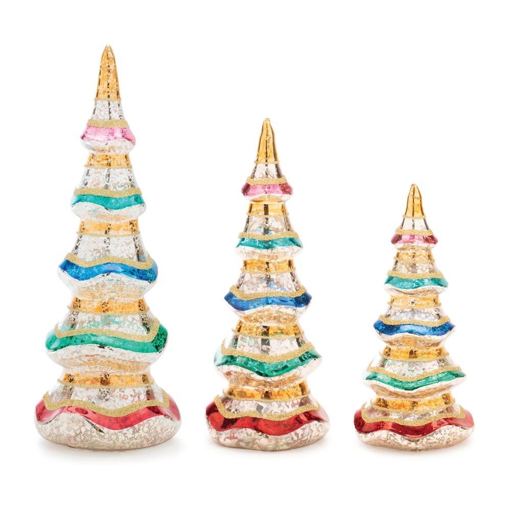 Multicolor Mercury Glass Pine Tree (Set of 3)