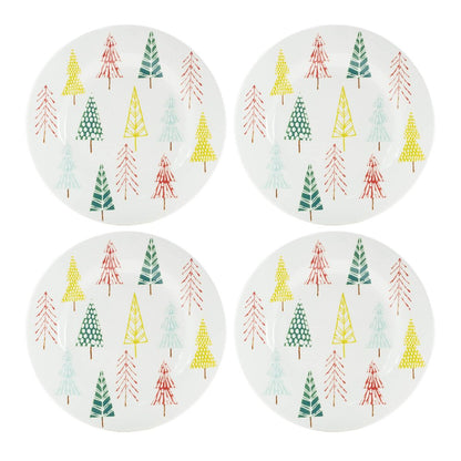 Ceramic Pine Tree Print Plate (Set of 4)