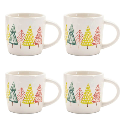 Ceramic Pine Tree Print Mug (Set of 4)