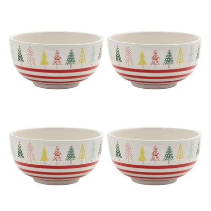 Ceramic Pine Tree Print Bowl (Set of 4)