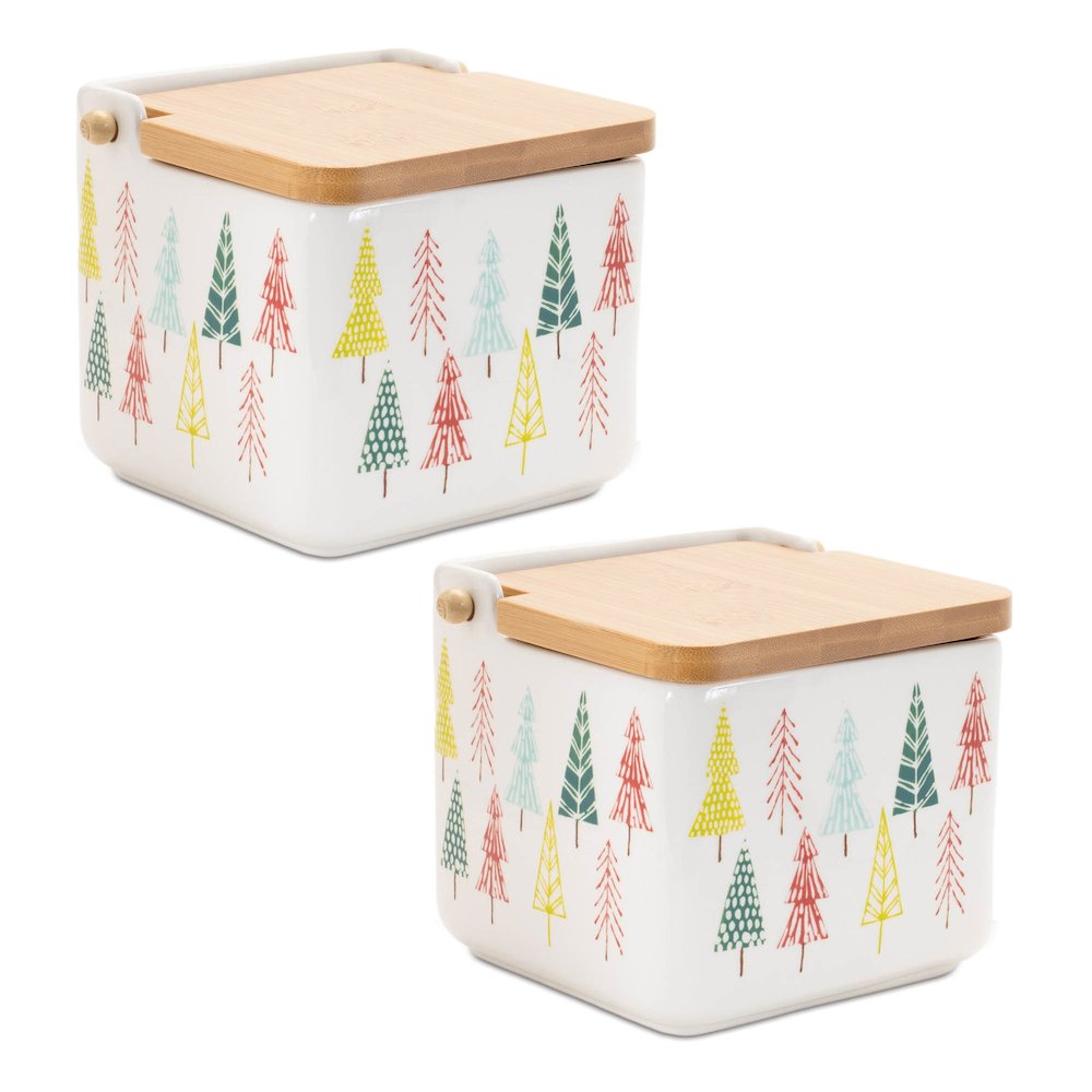 Ceramic Pine Tree Print Box (Set of 2)
