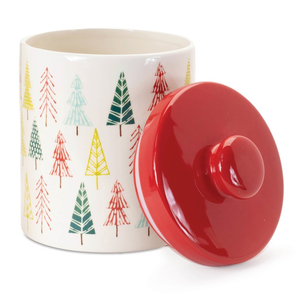Ceramic Pine Tree Print Cookie Jar 10"H