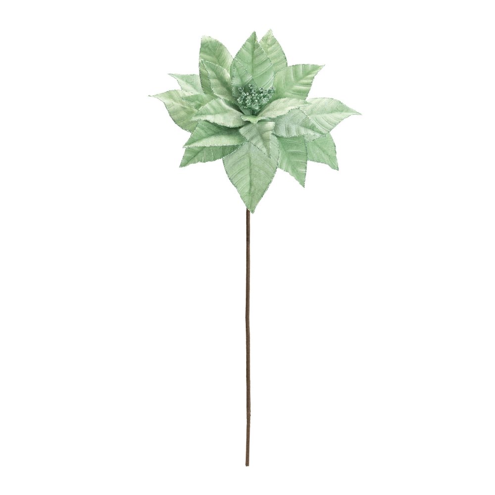 Glittered Poinsettia Flower Stem (Set of 6)