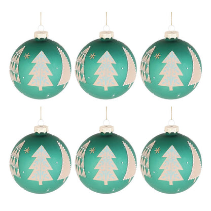Beaded Pine Tree Ball Ornament (Set of 6)