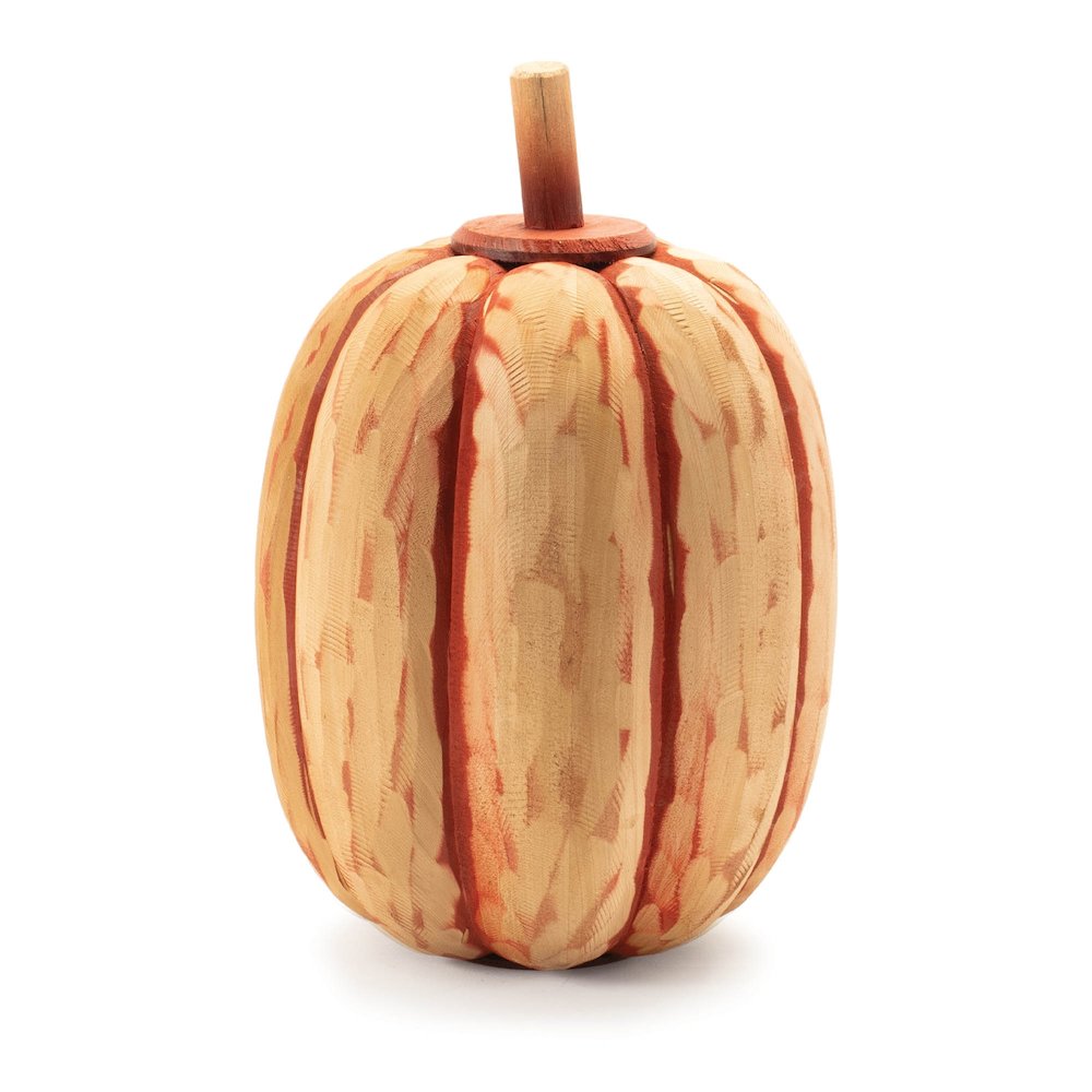 Carved Fir Wood Pumpkin Decor (Set of 2)