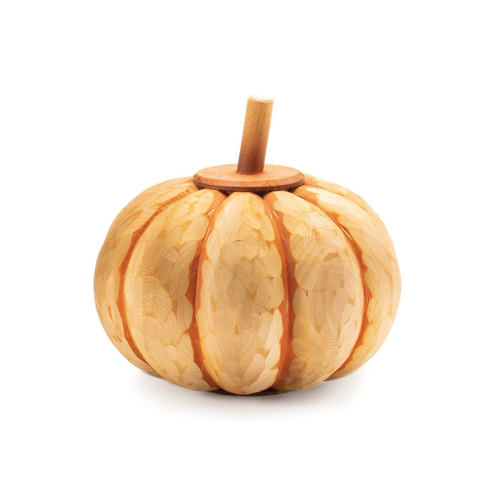 Carved Fir Wood Pumpkin Decor (Set of 2)