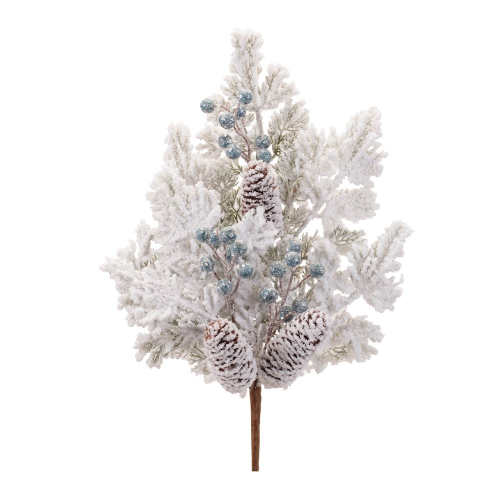 Flocked Pine Berry Spray (Set of 2)