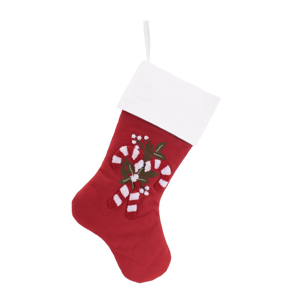Embroidered Candy Cane Stocking (Set of 2)