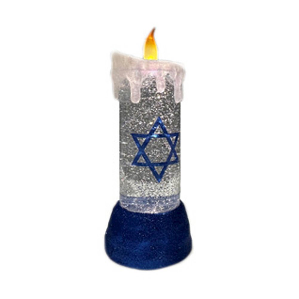 Hanukkah Candle Snow Globe 9.5"H