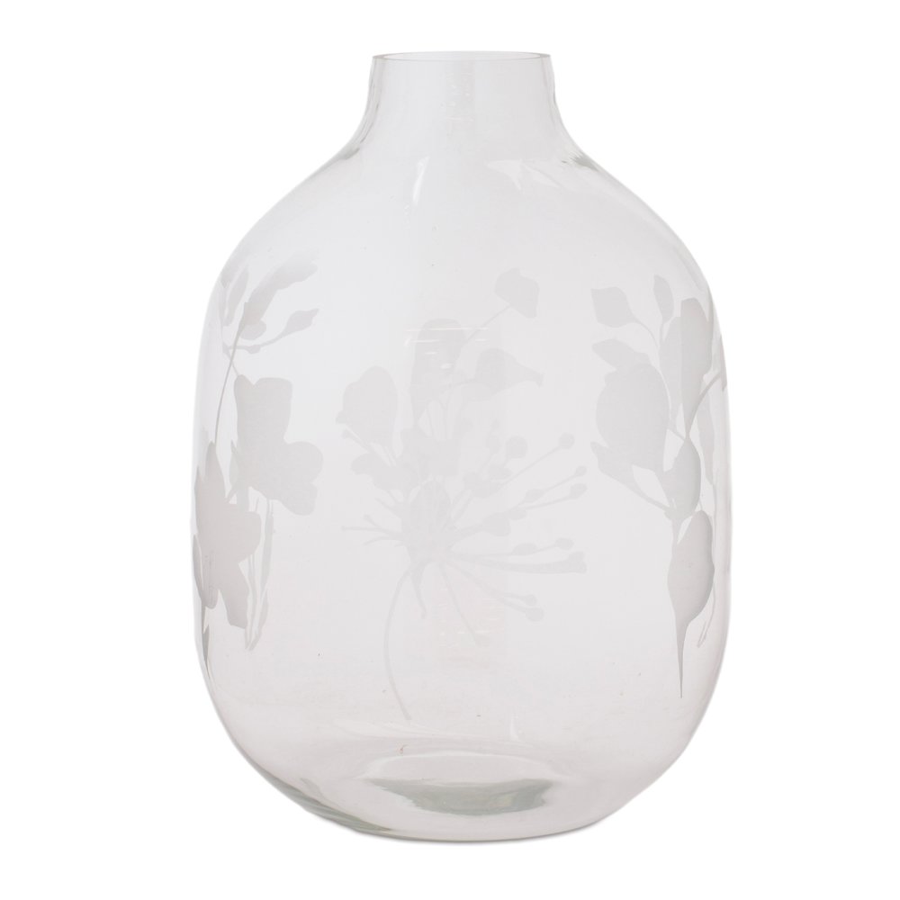Frosted Floral Glass Vase