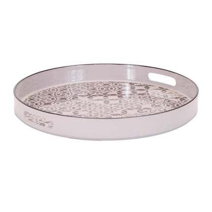Round Ornate Geometric Print Tray 17.5"D