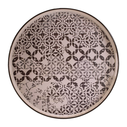 Round Ornate Geometric Print Tray 17.5"D