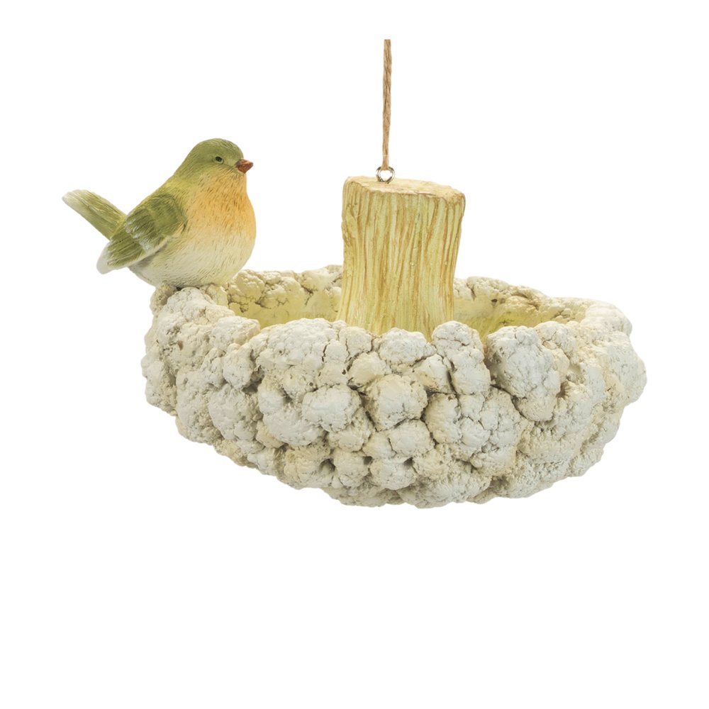 Cauliflower Birdhouse and Hanging Birdbath (Set of 2)