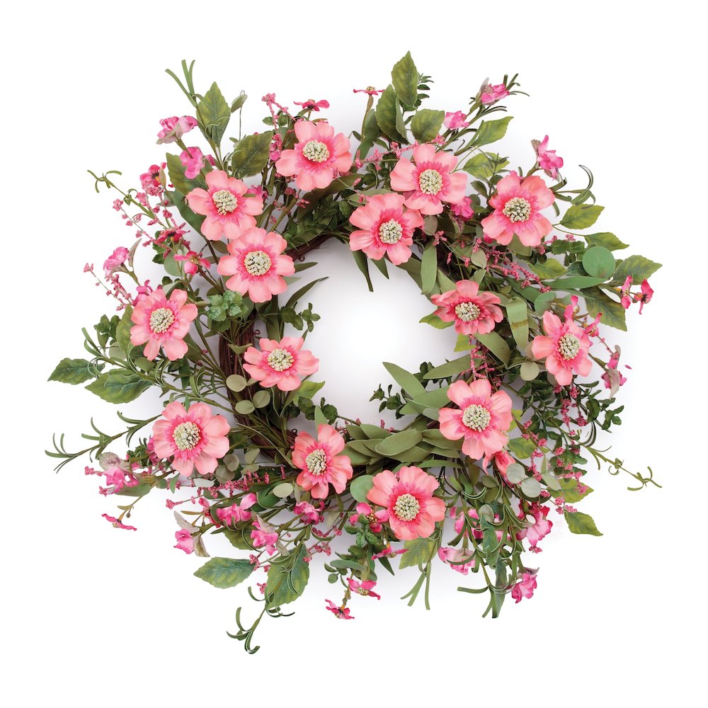 Mixed Pincushion Floral Wreath 22"D