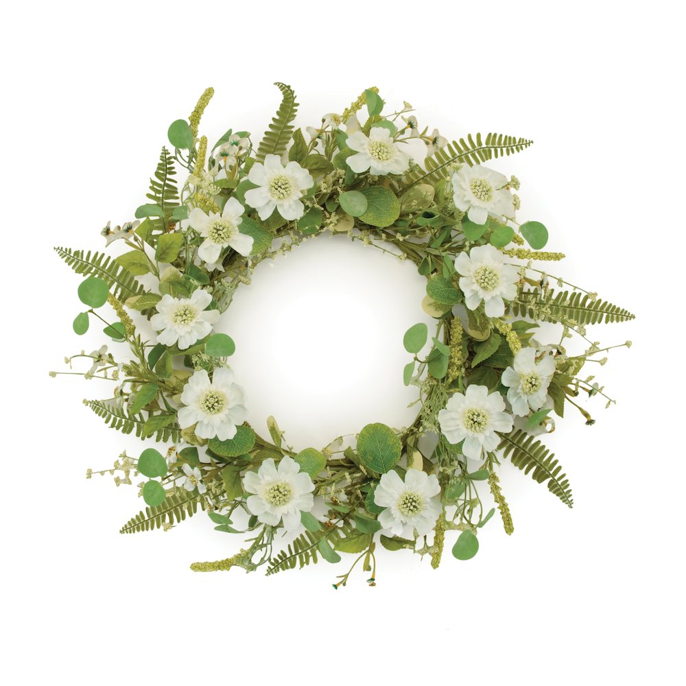 Mixed Pincushion Floral Wreath 22"D