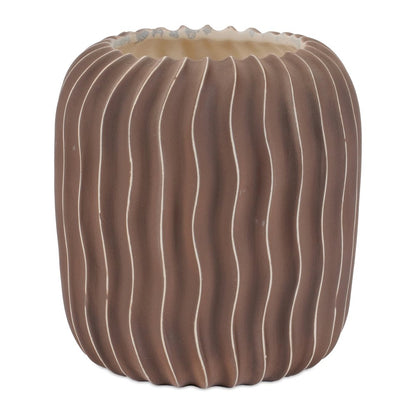 Wavy Ribbed Ceramic Vase (Set of 2)
