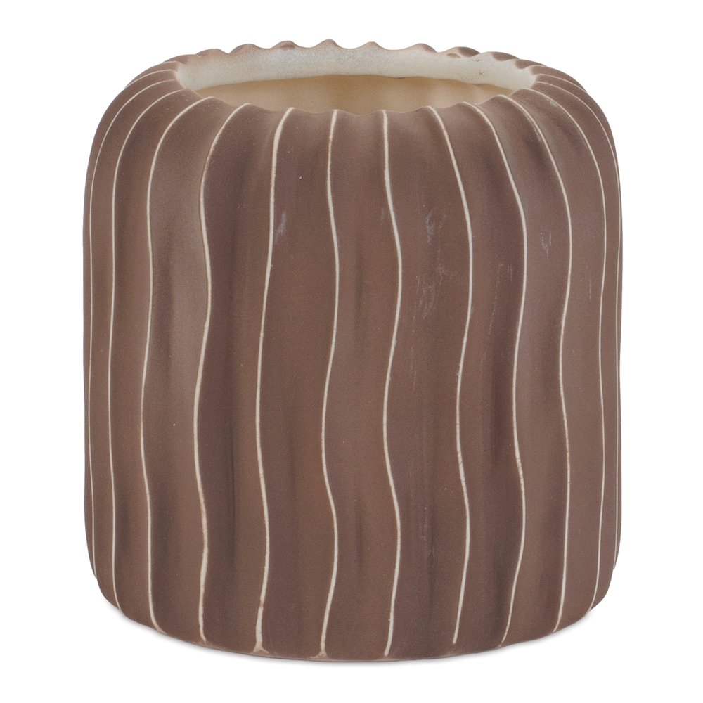 Wavy Ribbed Ceramic Vase (Set of 2)