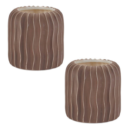 Wavy Ribbed Ceramic Vase (Set of 2)