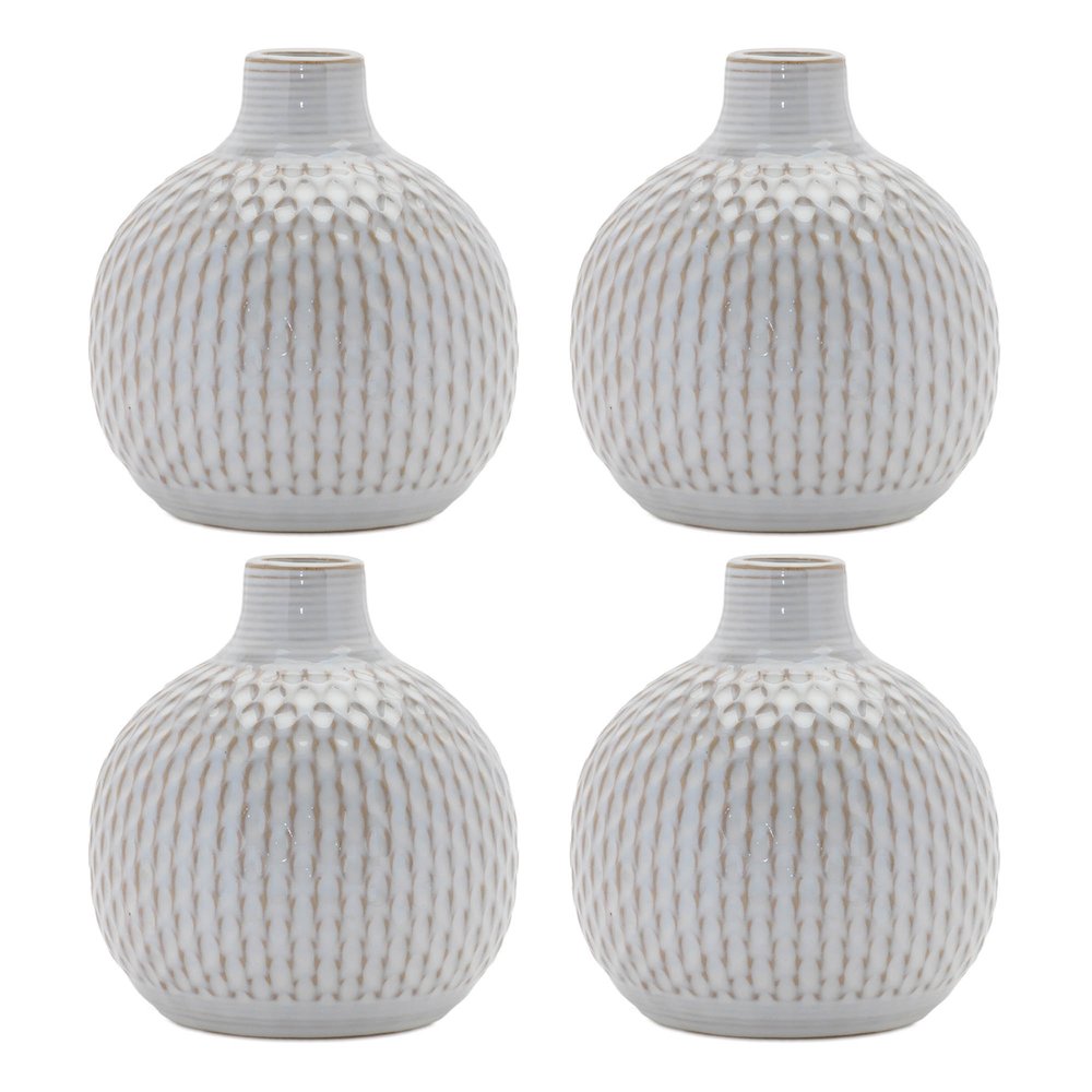 Notched Ceramic Bottle Vase (Set of 4)