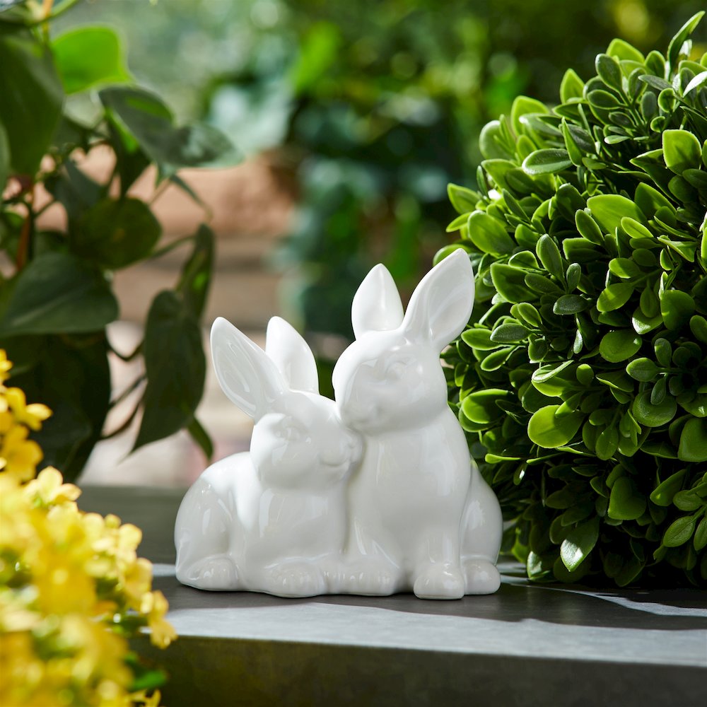 Ceramic Mini Garden Bunny Couple (Set of 4)