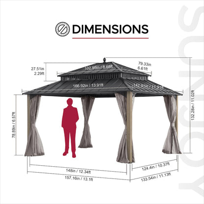 14 ft. x 12 ft. Kingston Extra-Tall, Wide Hardtop Wood Gazebo