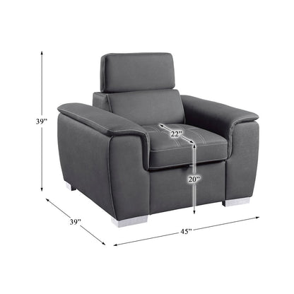 Ferriday Microfiber Accent Chair With Adjustable Headrest In Gray