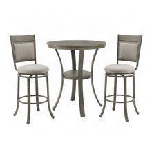 Ash Veneer Bar Table and Swivel Bar Height Stools, Set of 3, Pewter