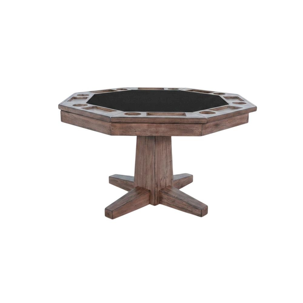 Solid Wood Game Table, Round Poker Table with Convertible Dining Surface