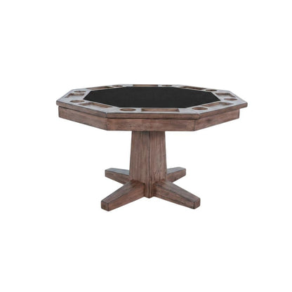 Solid Wood Game Table, Round Poker Table with Convertible Dining Surface