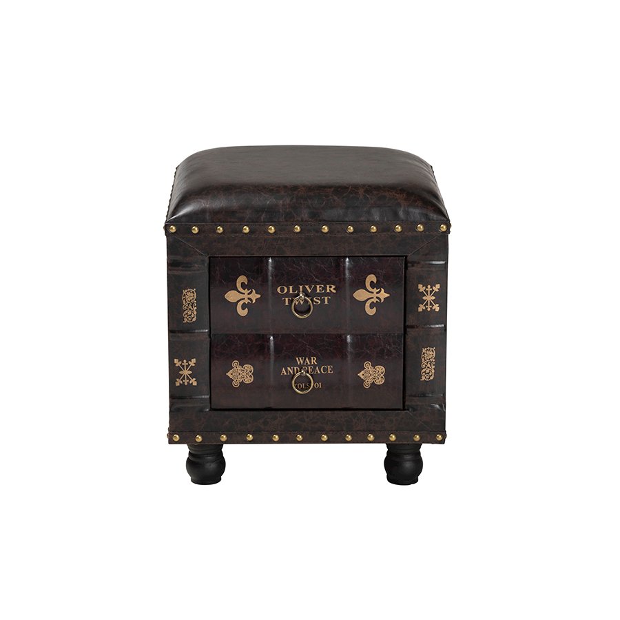 Leather Upholstered Wood Storage Ottoman