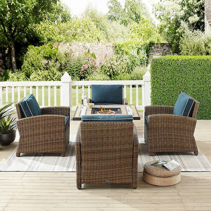 Bradenton 5Pc Outdoor Chair Set W/ Fire Table, Tucson Fire Table & 4 Armchairs
